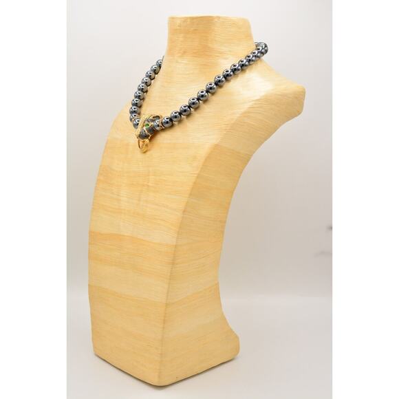 KJL Avon Duchess Windsor Necklace Panther Cabochon Green Eyes Signed 1980s Bin3B - Picture 8 of 12